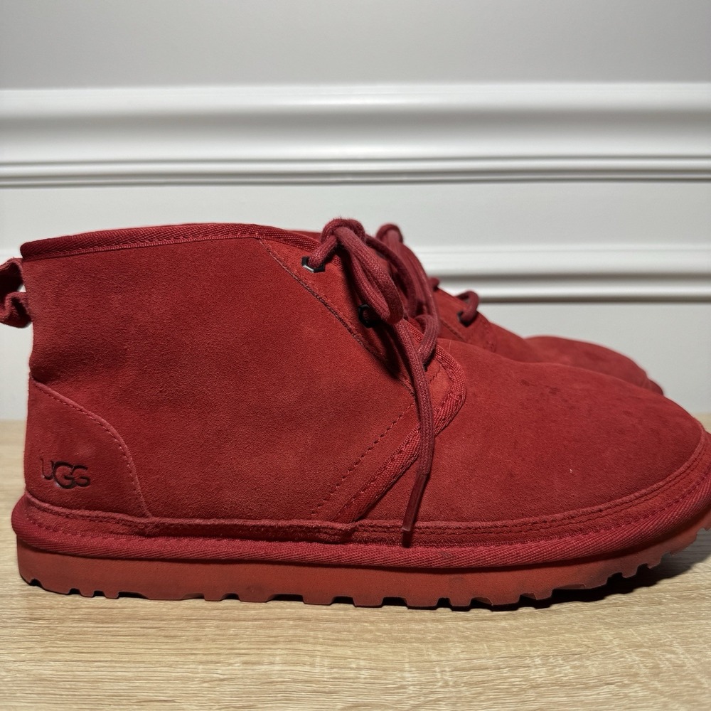 UGG Neumel Mens S 9 Red Suede Sheepskin Ankle Winter‎ Boots 3236